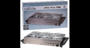 Excellent Electrics - Elektrische 2 in 1 RVS Buffetwarmer (300W) -3x2.5 liter