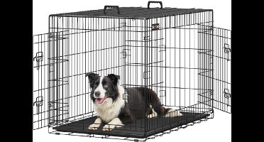 FEANDREA Foldable dog cage, 107 x 70 x 77.5 cm, black PPD42H