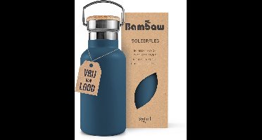 Bambaw 350ml Roestvrijstalen Thermosfles, Dubbelwandige Waterfles 350ml, Milieuvriendelijke Herbruikbare Fles, Metalen Drinkfles – Staalblauw