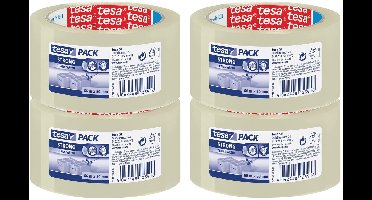 Tesa verpakkingstape - 4x - strong - transparant - 66 mtr x 50 mm - verpakkingsbenodigdheden - tape - plakband