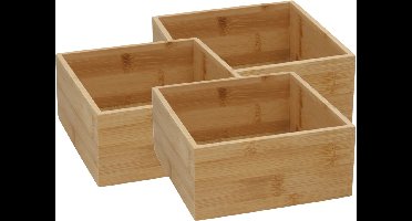 Gerimport Lade organizer - 6x - bamboe hout - 15 x 15 x 7 cm - bakje - kast organizer - organizer - doos
