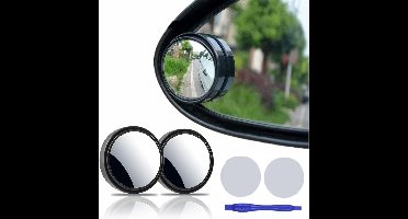 2 stuks Dodehoekspiegel - 360° groothoek, hoge resolutie - Ronde bolle zijspiegel - Hulpspiegel voor de dode hoek in de auto - 5,5*5,5*1 cm - Geschikt voor auto's, SUV's en vrachtwagens - Zwart