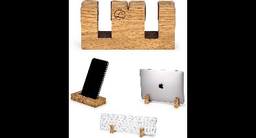 Houten kabelorganizer voor bureau - compacte oplossing voor laptop, tablet en smartphone