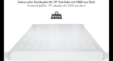 LogiLink 19" Legbord, 1 HE, verstelbaar, (D)1000 mm, grijs