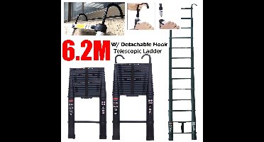 Uitklapladder – Vouwladder – Uitschuifladder – Telescopische Ladder – Trapladder – 6,2 Meter – Aluminium Met Verwijderbare Haakset