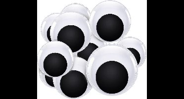 8 Stuks Zelfklevende Wiebelende Ogen in Zwart en Wit - Ronde Ogen van 40 tot 100 mm - Creatieve Poppenogen Accessoires
