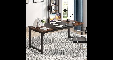 Extra Lang L-vormig Bureau – Hoekbureau – Werkplektafel – Computerbureau – Studiebureau – Ruim Werkblad 180 cm – Stabiele Metaal & Hout Constructie