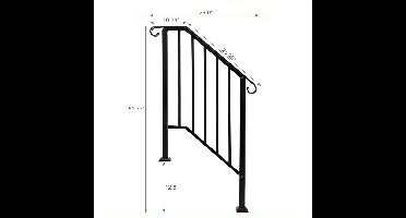 Trapleuning – Handrail – Leuning – Balustrade – Leuninghouder – Gietijzer – Mat Zwart – Geschikt Voor 2 Treden – Robuust & Weerbestendig