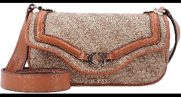 GUESS schoudertas Dea Crossbody Flap Latte Logo Lichtbruin