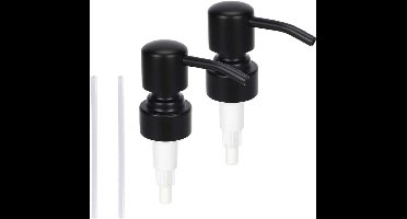 Roestvrijstalen Zeepdispenser Pompkop - Vervanging Keuken Zeepdispenser - Deksel Pomptop 28/400 Halsflessen - Mat Zwart Geschikt voor 2 Stuks