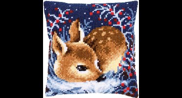 Vervaco - Kruissteekkussen kit - Slapend hertje - PN-0158266 - Borduren - Borduurpakket - Borduurpakket volwassenen - Borduurpakket kind