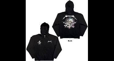 Metallica - Worn Pushead Flaming Skull Hoodie/trui - S - Zwart