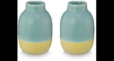 vtwonen Vaas - Decoratie - Bloemenvaas van Keramiek - Lichtblauw - Set van 2 - 7cm