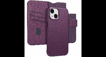 Accezz Hoesje - Geschikt voor Apple iPhone 14 - Leather Bookcase 2-in-1 geschikt voor MagSafe - Heath Purple