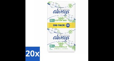 20 x Always - Maandverband - Normal - Cotton Protection - Met Vleugels - 22 Maandverband - Maandverband - Menstruatie - Katoen - Biologisch Katoen - Absorberend Maandverband