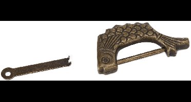 Antiek visvormig retro hangslot, ouderwets vintage messing slot, 3,2 cm tussenruimte voor sieradendoos