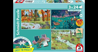Schmidt - Legpuzzel - Bos - en weidedieren - 3 stukjes - Kinderen - vanaf 3 jaar