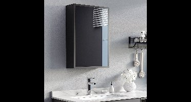 Badkamerspiegelkast – Spiegelkast – Badkamerspiegel – Wandspiegel – Opbergkast – Zwart Stalen Frame – Soft-Close Scharnieren – Compact 40x15x60 cm