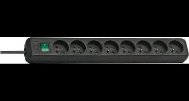 Eco-Line stekkerdoos met schakelaar 8-voudig zwart 3m H05VV-F 3G1,5 *FR*