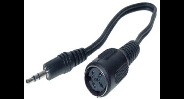 3,5mm Jack (m) - DIN 5-pins (v) hoofdtelefoon (dobbelsteen) adapter / zwart - 0,20 meter