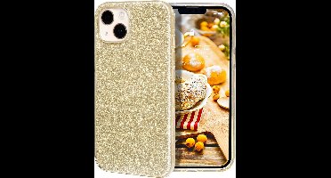 Hoesje Geschikt voor iPhone 14 Glitter Siliconen backcover – Goud