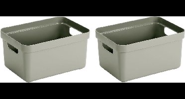 Sunware Opbergbox Sigma - 6x - kunststof - lichtgroen - 5 liter - Opbergbakken/opbergers - 25,2 x 18 x 12,2 cm