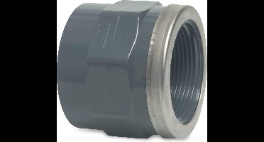 Mega Draadsok PVC-U 63 mm x 2" lijmmof x binnendraad 16bar grijs type versterkt