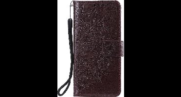 Shop4 - Samsung Galaxy A31 Hoesje - Wallet Case Mandala Patroon Donker Bruin