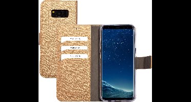 Mobiparts hoesje geschikt voor Samsung Galaxy S8 - Saffiano Wallet/Portemonnee hoesje - Magneet Sluiting - 3 Opbergvakken - Bruin Koper