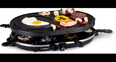 alpina Gourmetstel 8 Personen - Gourmetset - Bakplaat met Pannetjes en Spatels - Raclette Grill voor Gourmetten - 1200W