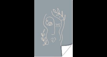 Poster Pastel - Gezicht - Line Art - 20x30 cm