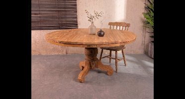 Meubelplaats Ronde Eettafel Teakhout met Bolpoot Bali Ø160 cm - Massief Hout - Elegante Afwerking