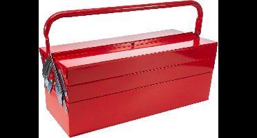 Toolland Gereedschapskist, metaal, uitklapbaar, 5 vakken, rood, 530 x 200 x 200 mm