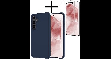 Hoesje - Met Screenprotector - Geschikt voor Samsung Galaxy A56 - Sterk & Shockproof - Back Cover - Siliconen Case - Telefoon Hoes - Donkerblauw