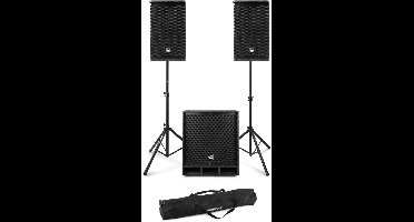 Power Dynamics Combo1500 set met statieven - 2.1 actieve speaker set met Bluetooth - 1500W