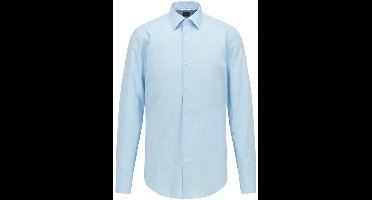 BOSS Hank slim fit overhemd - popeline - blauw - Strijkvriendelijk - Boordmaat: 45