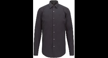BOSS Hank slim fit overhemd - popeline - zwart - Strijkvriendelijk - Boordmaat: 40