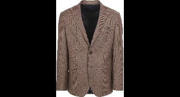 Suitable Pied De Poule Colbert Wol Bruin - Maat 54 - Heren blazer