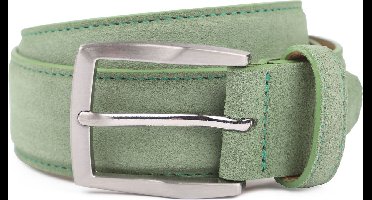 Suitable Riem Suède Leer Groen - Maat 105 - Heren leren broekriem / broeksriem - Ceintuur - Riem casual