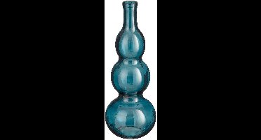 Mica Decorations Vaas Benito - 17x17x45 cm - Gerecycled glas - Blauw