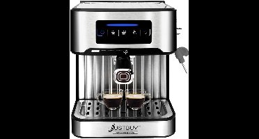 Espresso Koffiemachine, Compact Ontwerp, Melkopschuimfunctie, Lichtgrijs