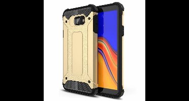 Ntech Hoesje Geschikt Voor Samsung Galaxy J4+ Hybrid Armor Hoesje - Goud