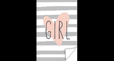 Poster Illustratie met een hart en de quote "Girl" - 20x30 cm