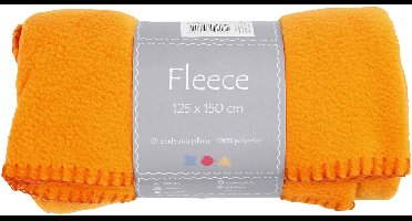 Fleece, L: 125 cm, B: 150 cm, 200 gr, oranje, 1 stuk