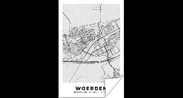 Poster Stadskaart - Woerden - Grijs - Wit - 20x30 cm - Plattegrond