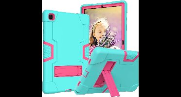 Hoes Geschikt voor Samsung Galaxy Tab A7 Hoes Shockproof case - 10.4 inch - (2020/2022) - Kickstand Hybride Armor - Aqua / Pink
