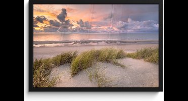 PosterMonkey - Fotolijst - Poster strand - Strand - Zee - Duin - Zonsondergang - Poster in lijst - Wanddecoratie - Poster - 60x40 cm - Kader - Foto in lijst - Posters - Muurdecoratie