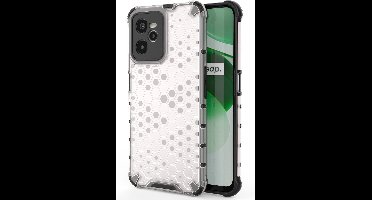 Honingraatbehuizing, - gepantserde - cover met gelframe voor Realme C35, transparant