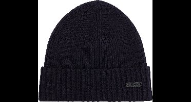 HUGO BOSS muts wol - heren muts met omslag - donkerblauw