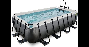 EXIT Black Leather Frame Zwembad 400x200x100cm - Opzetzwembad - met Zandfilterpomp - Rechthoekig - Zwart
